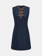 Efecto Piel Piping estribo Decor Minivestido