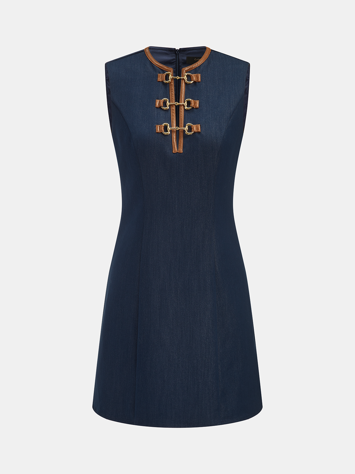 Efecto Piel Piping estribo Decor Minivestido