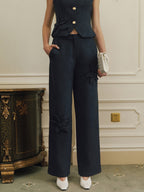 Pantalón Tweed Floral 3D