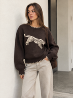 Leopardo Intarsia Punto jersey