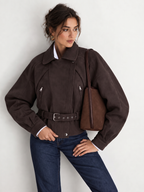 Faux-Ante con Cinturón Moto Biker Chaqueta