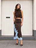 Falda Maxi Satinada con Encaje
