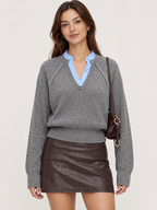 Faux Dos Piezas Ribbed Punto jersey
