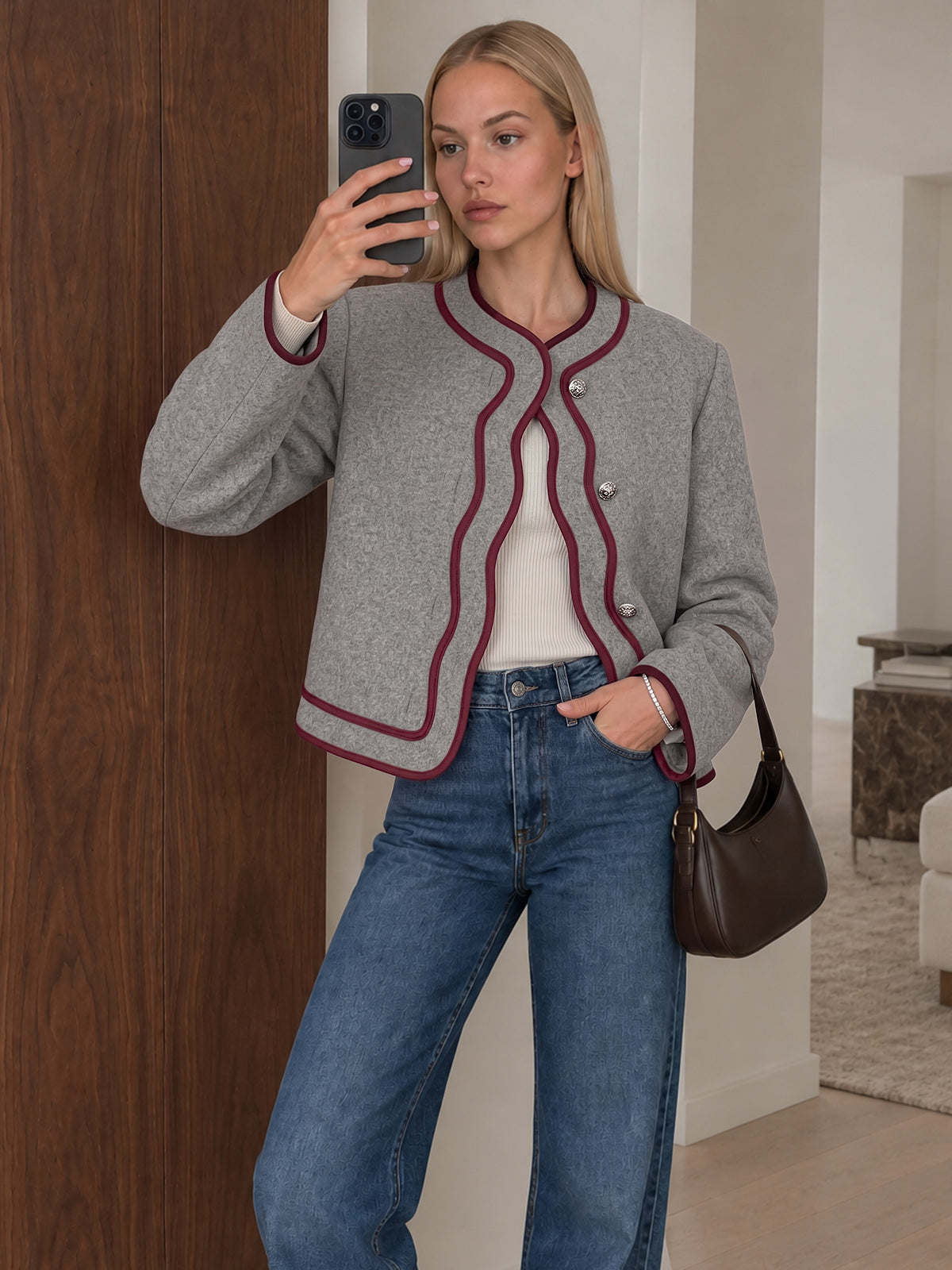 Chaqueta Bicolor sin Cuello