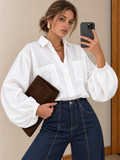 Dual-Pocket Balloon manga Fluido Camisa