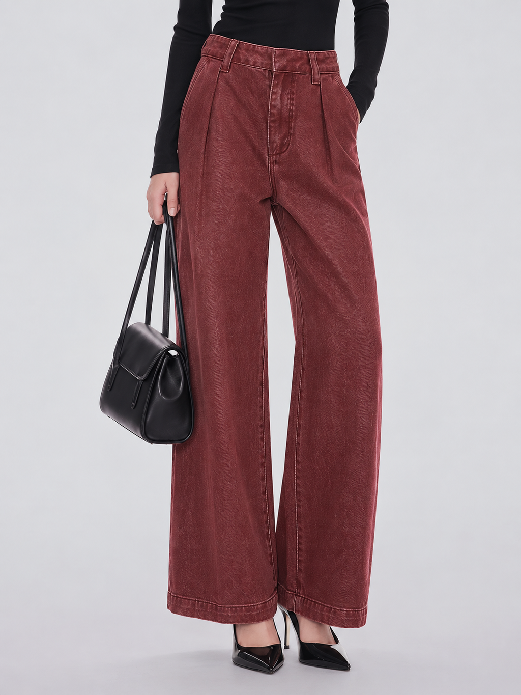 Plisado Corte Recto Jeans