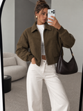Faux-Ante Cropped Zip-Up Bomber Chaqueta