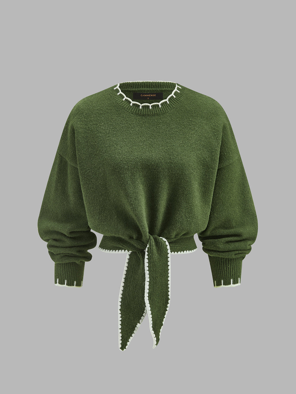 Ribete en Contraste Tie-frontal Cropped Punto jersey