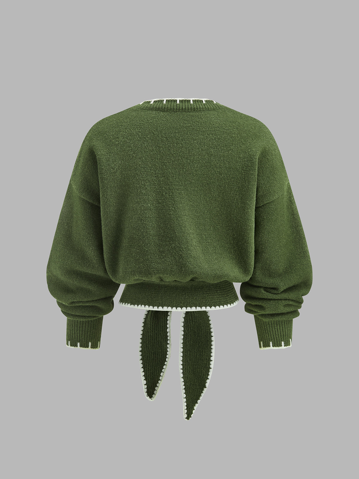 Ribete en Contraste Tie-frontal Cropped Punto jersey