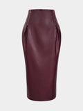 Falda Midi Efecto Piel