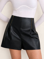Short Efecto Piel de Tiro Alto