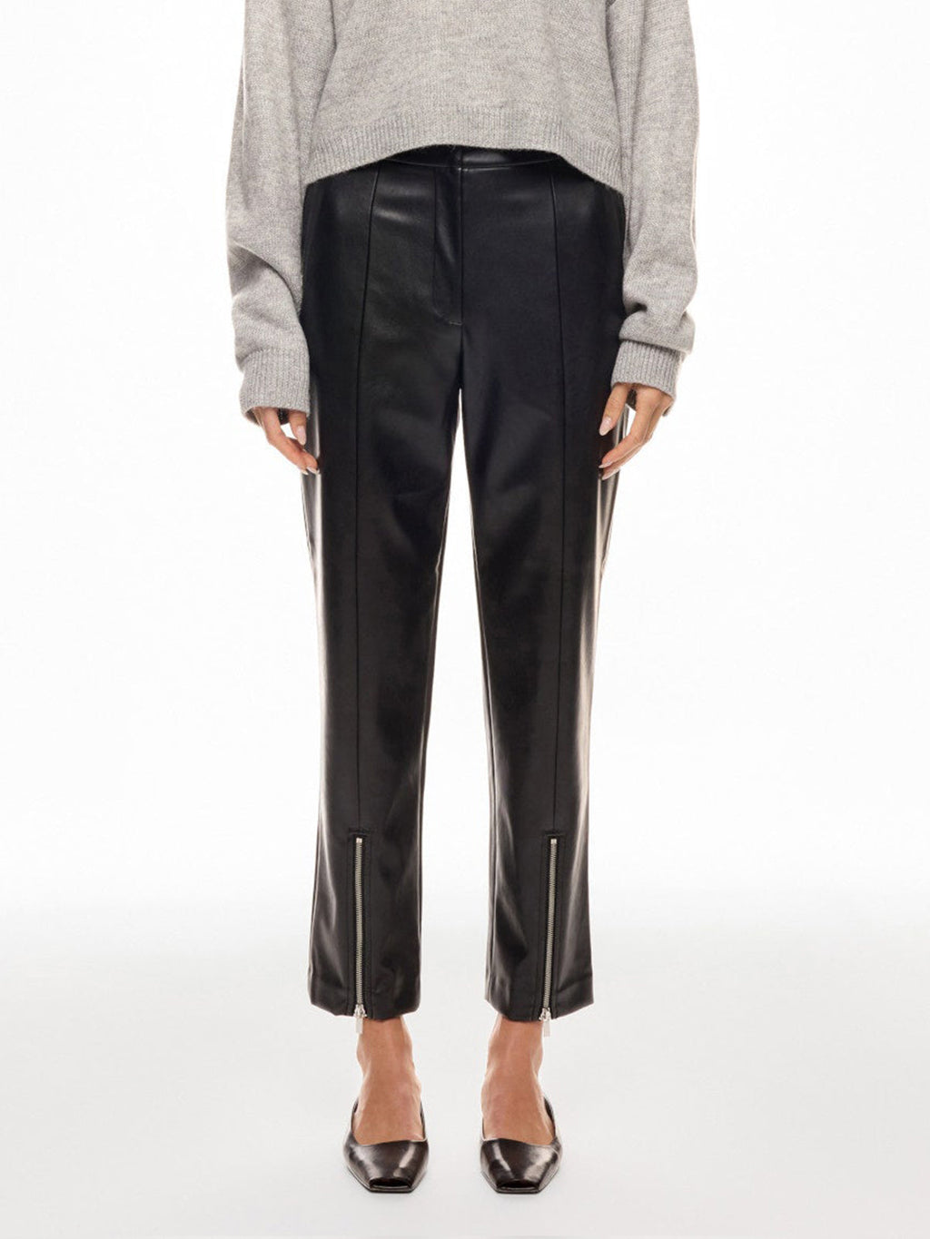 Pantalón Efecto Piel con Cremalleras