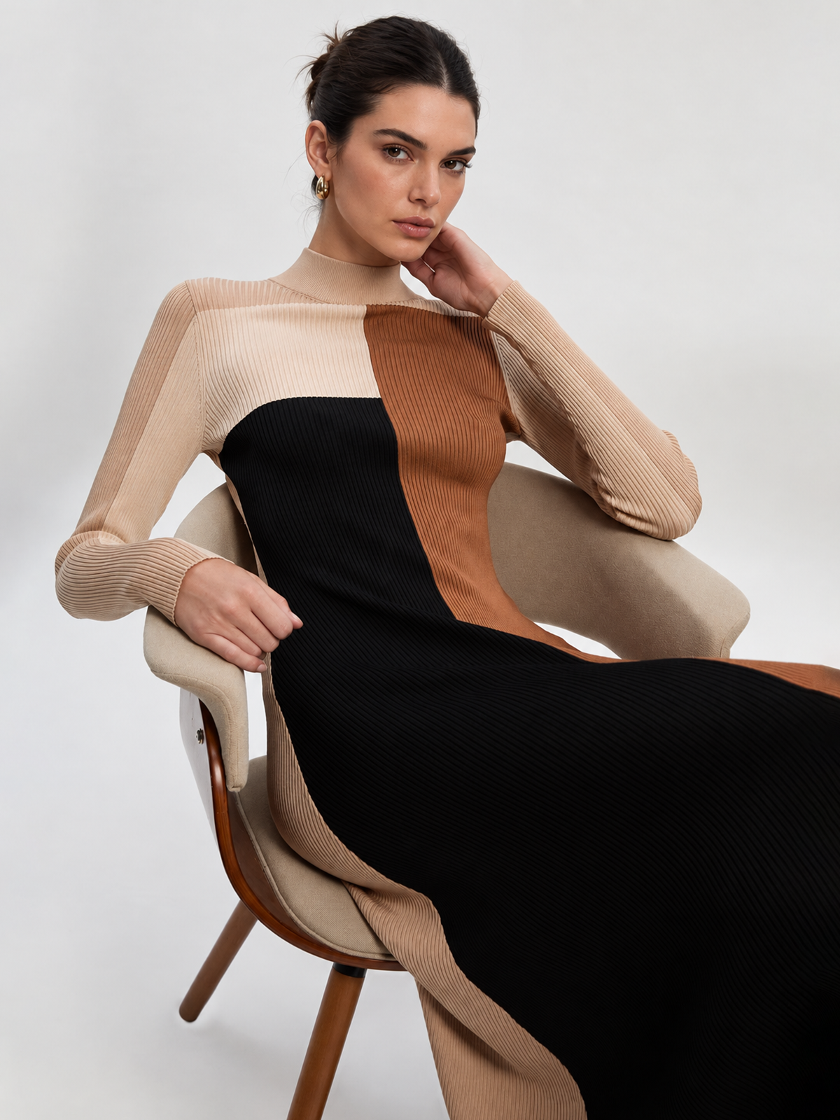 Vestido Canalé Color Block