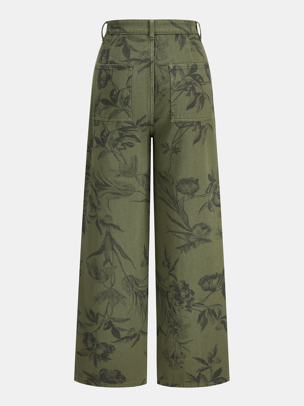 Vintage Floral Straight Denim Pantalón