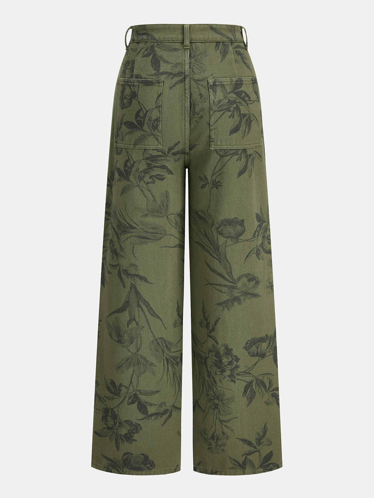 Vintage Floral Straight Denim Pantalón