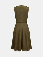 Faux Ante Sin Mangas con Cinturón Vestido midi