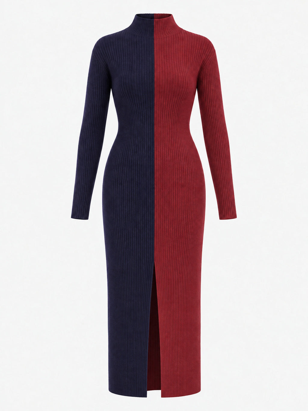 Vestido Midi de Lana Bicolor