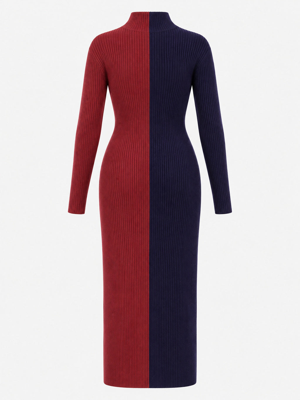 Vestido Midi de Lana Bicolor