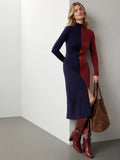 Vestido Midi de Lana Bicolor