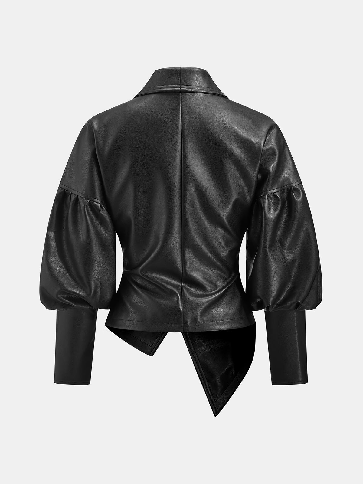 Faux-Leather Puff-manga Asimétrico Tailored Chaqueta