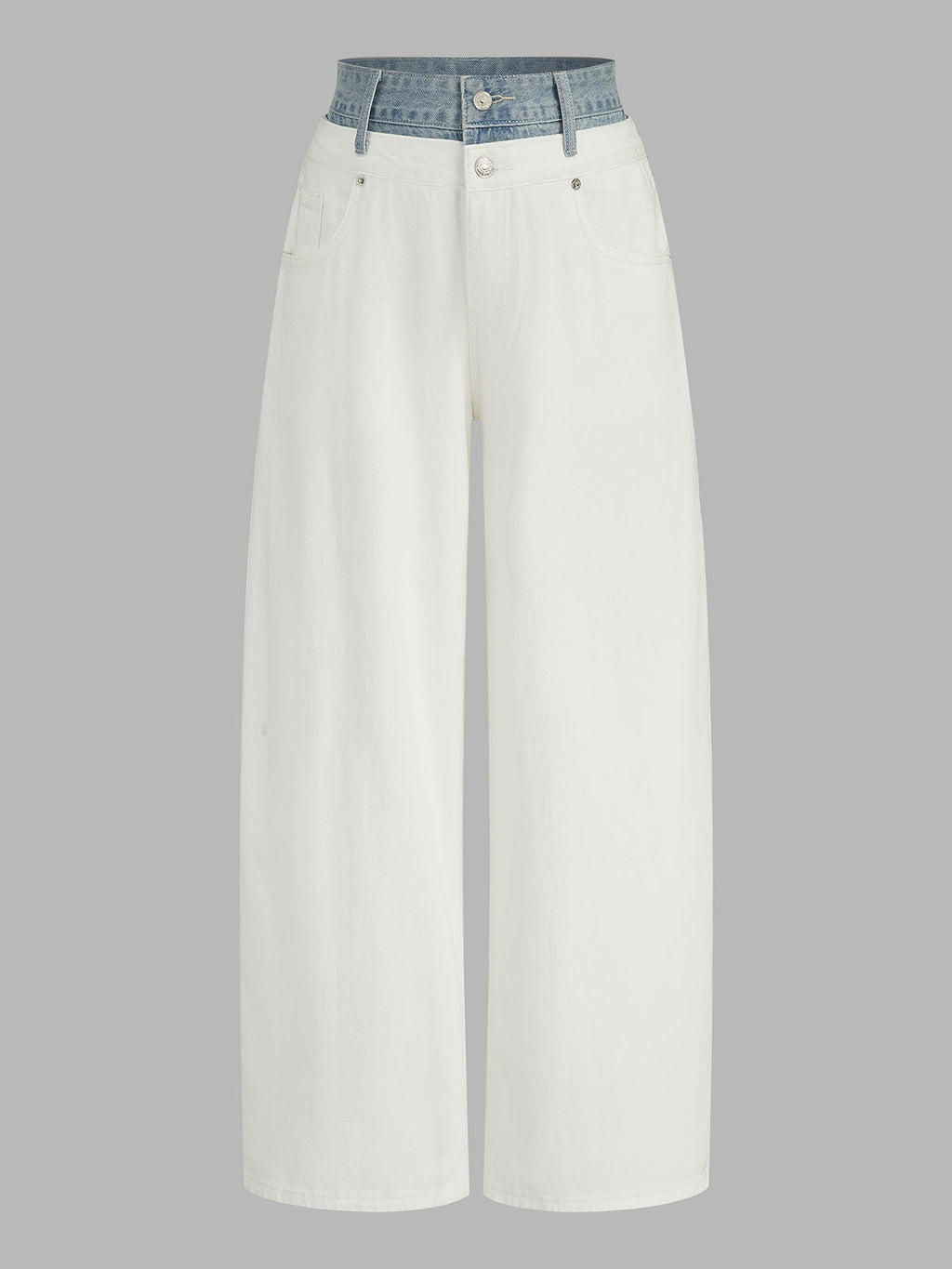 Layered Denim Waistband Pierna Ancha Jeans