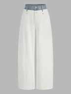 Layered Denim Waistband Pierna Ancha Jeans