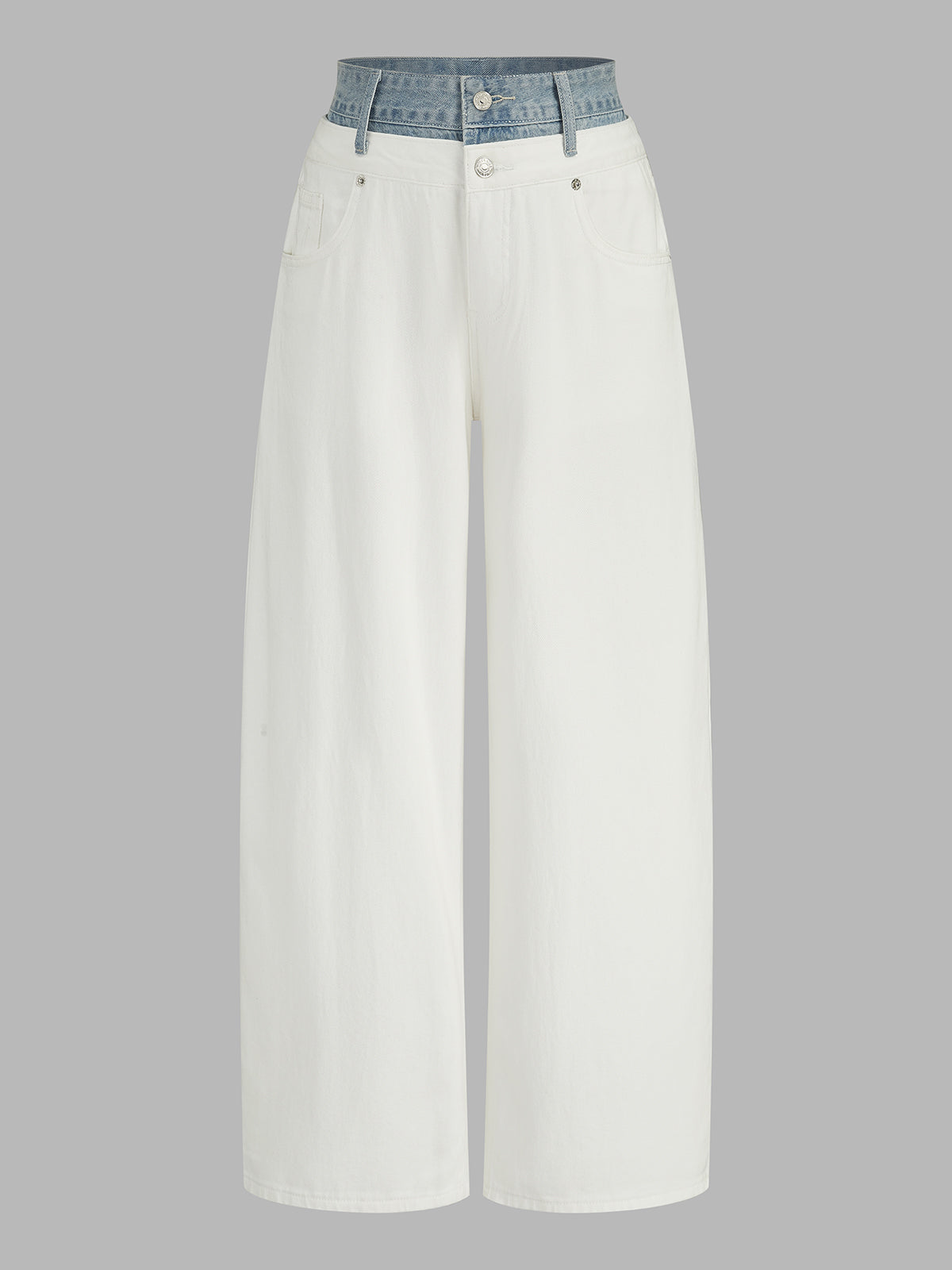Layered Denim Waistband Pierna Ancha Jeans