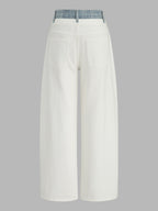Layered Denim Waistband Pierna Ancha Jeans