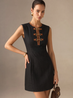 Efecto Piel Piping estribo Decor Minivestido