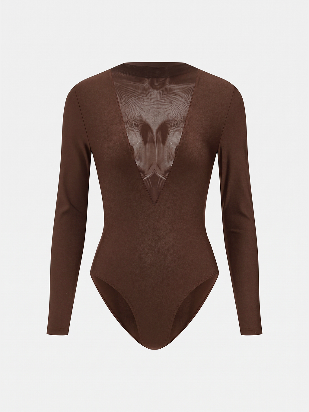 Semitransparente malla Deep Escote V Manga Larga Body