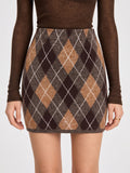 Argyle Mezcla de Lana mini Falda