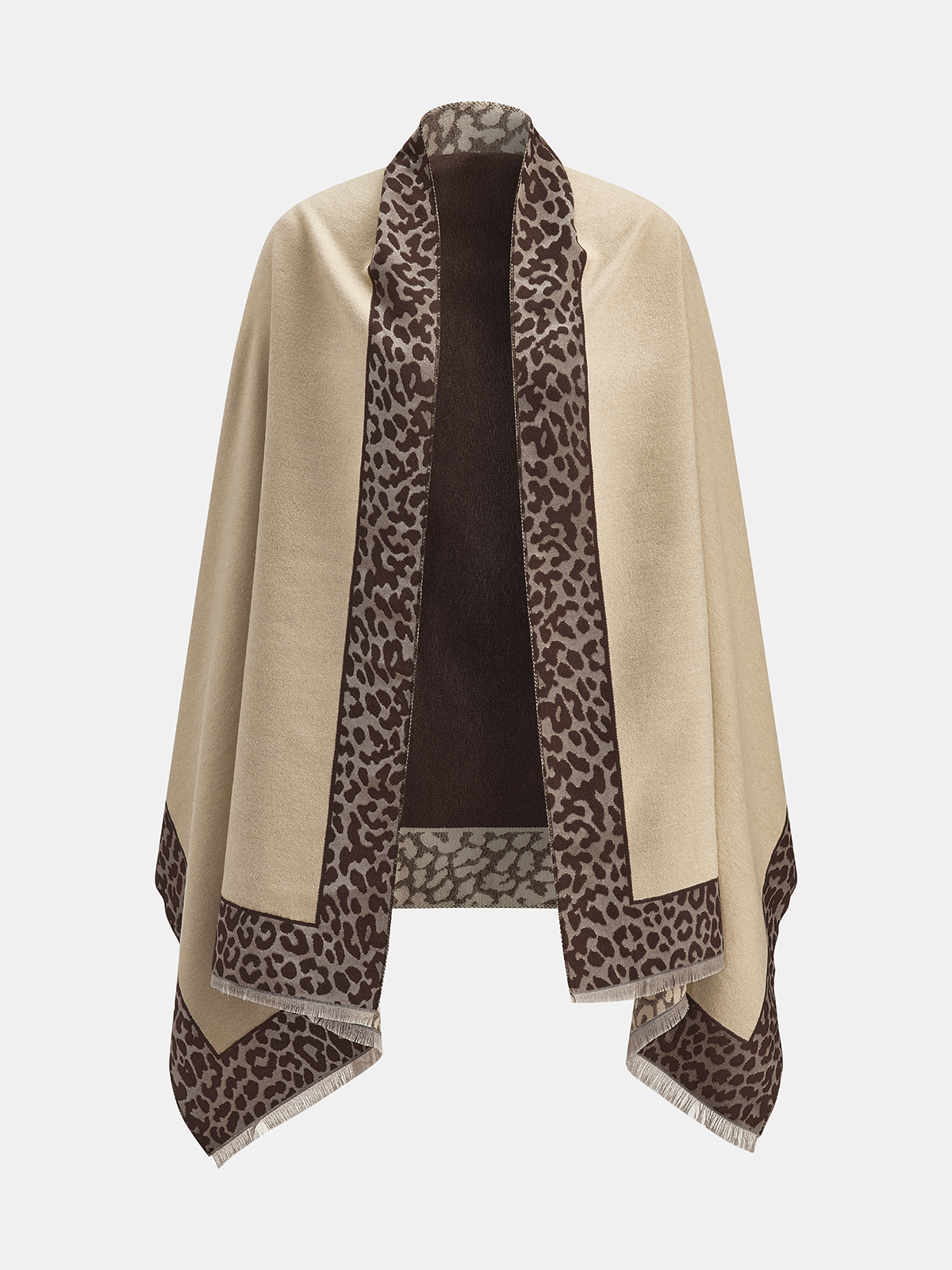 Leopardo estampado Fringed Shawl
