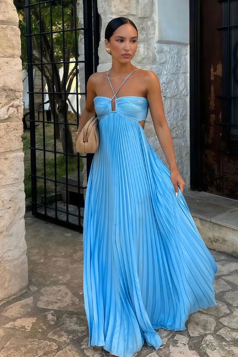 Vestido · Azul Cuello Halter