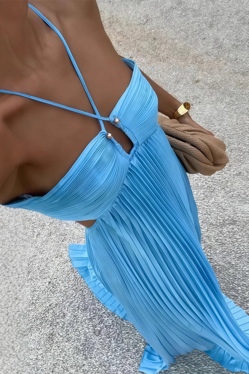 Vestido · Azul Cuello Halter