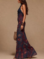 Lía - Vestido longue à fleurs, avec de la dentelle et une coupe sirène