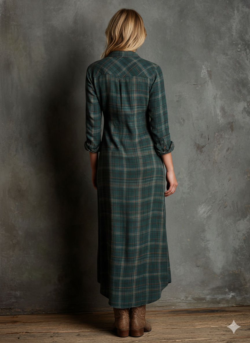 Vestido Camisero · Verde Cuadros