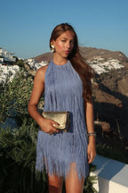 Vestido Corto · Rojo Cuello Halter