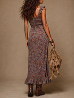 Nala - Vestido longue à motifs floraux avec fente sur le côté