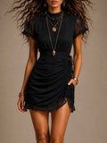 Zoe - mini-Vestido fluide avec détail en dentelle