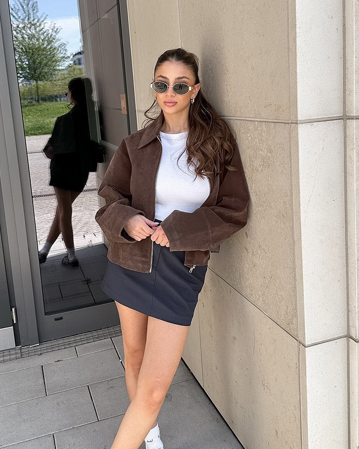 Miranda | Chaqueta Cropped de Ante