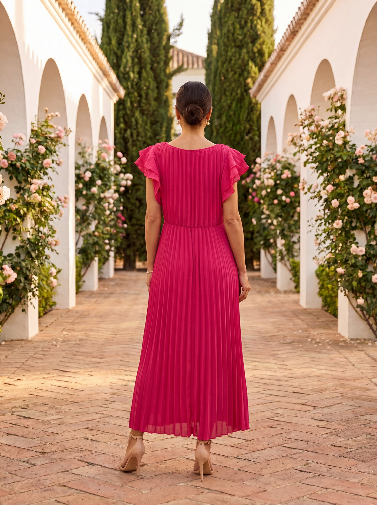 Seraphina | Elegante Vestido longue plissée à la taille nouée