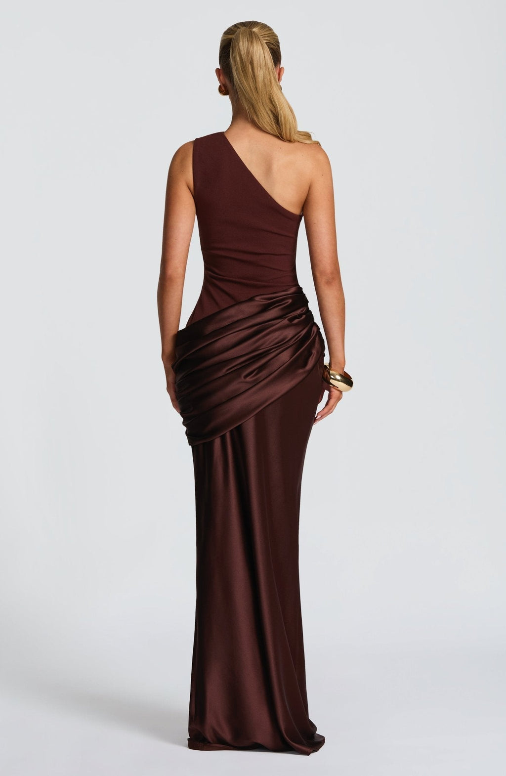 Vestido · Marrón Asimétrico