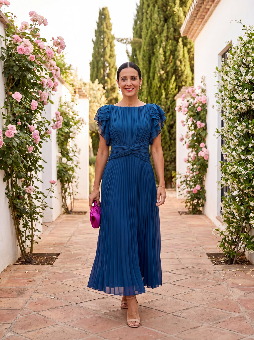 Seraphina | Elegante Vestido longue plissée à la taille nouée