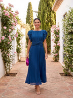 Seraphina | Elegante Vestido longue plissée à la taille nouée