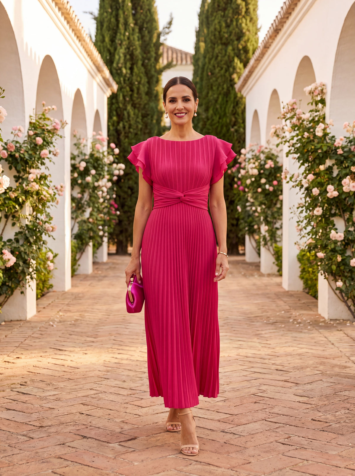 Seraphina | Elegante Vestido longue plissée à la taille nouée