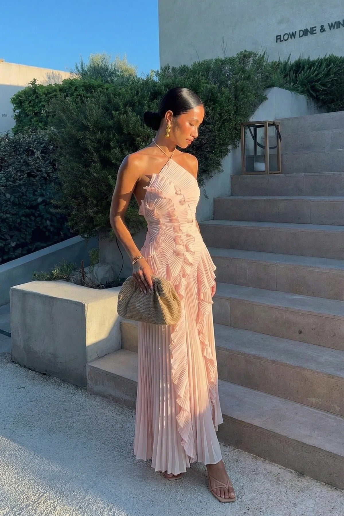Vestido Largo · Lila Plisado