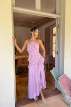Vestido Largo · Lila Plisado