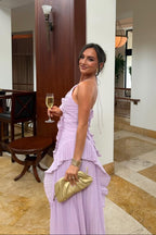 Vestido Largo · Lila Plisado