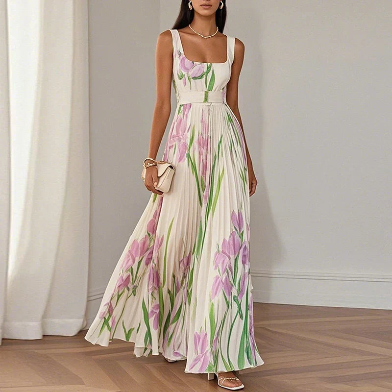 Oriah | Vestido longue à coupe trapèze à motifs floraux