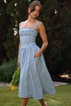Vestido Midi · Rojo Cuadros Vichy